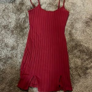 Red knit mini dress